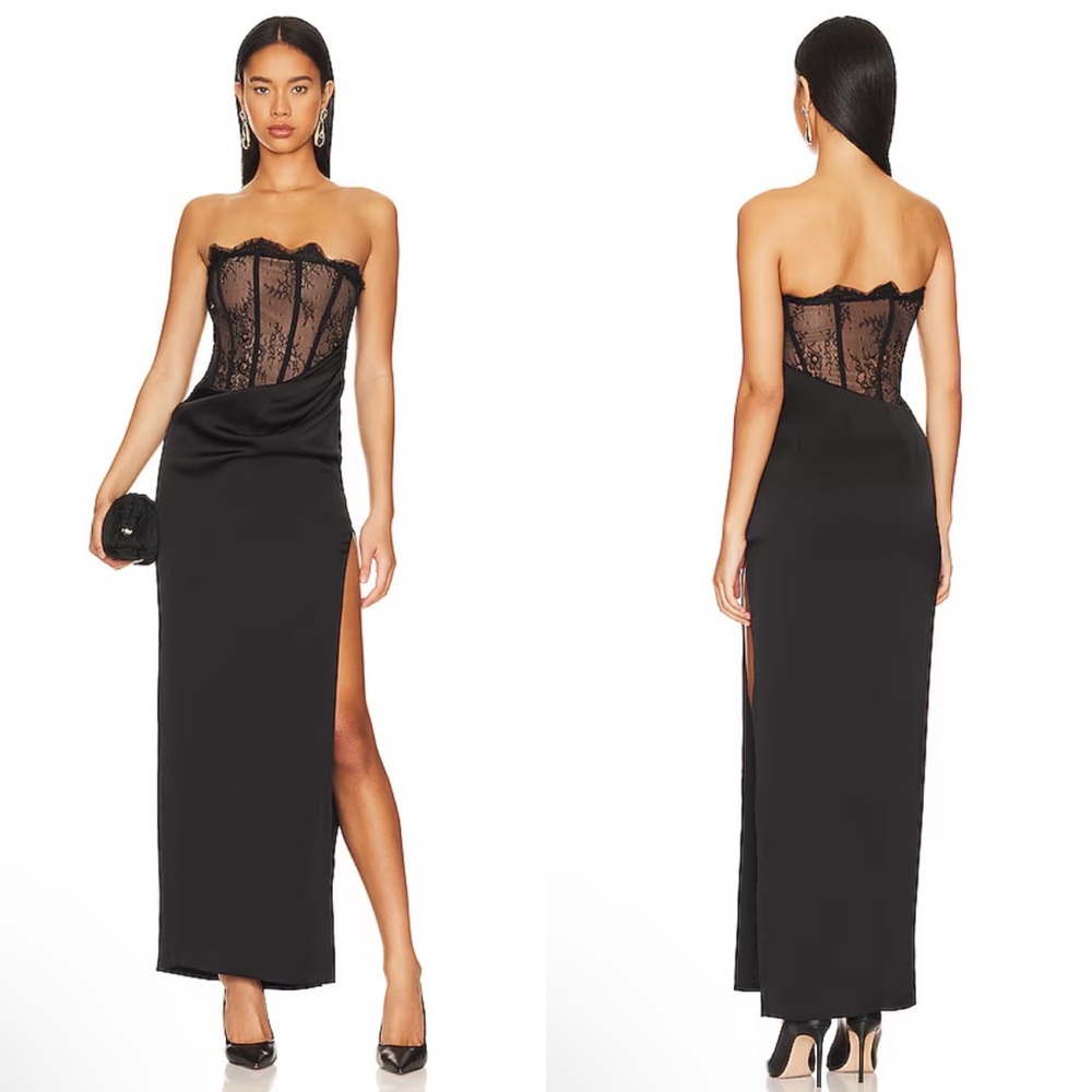 NEW NWT NBD Nalani Strapless Corset Maxi Dress In Black